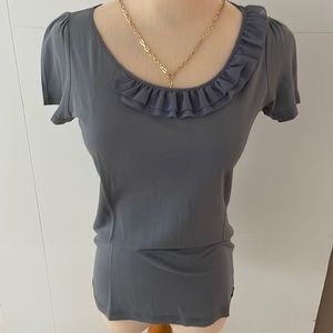 Esprit sky blue tee shirt/Ruffle collar and ruched sleeve/new condition/S